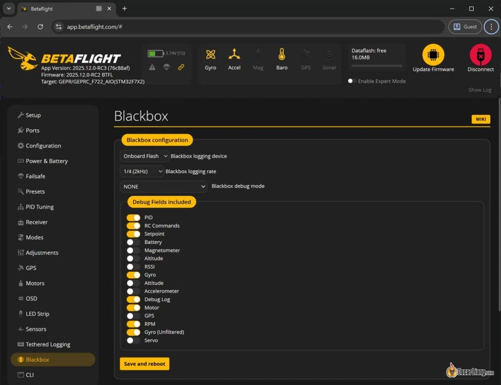 Blackbox日志配置 — 滤波器性能记录与分析