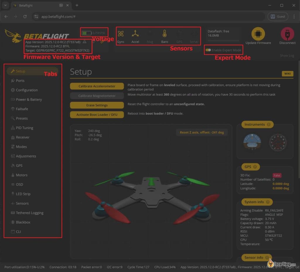 Betaflight Configurator 主界面 — 飞控配置的入口